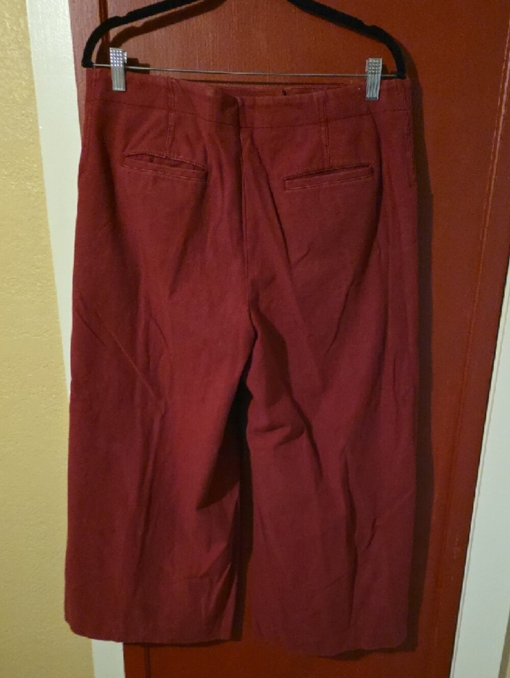 Ann Taylor Women's High-Rise Wide-Leg Pants in Deep Red - Picture 3 of 6